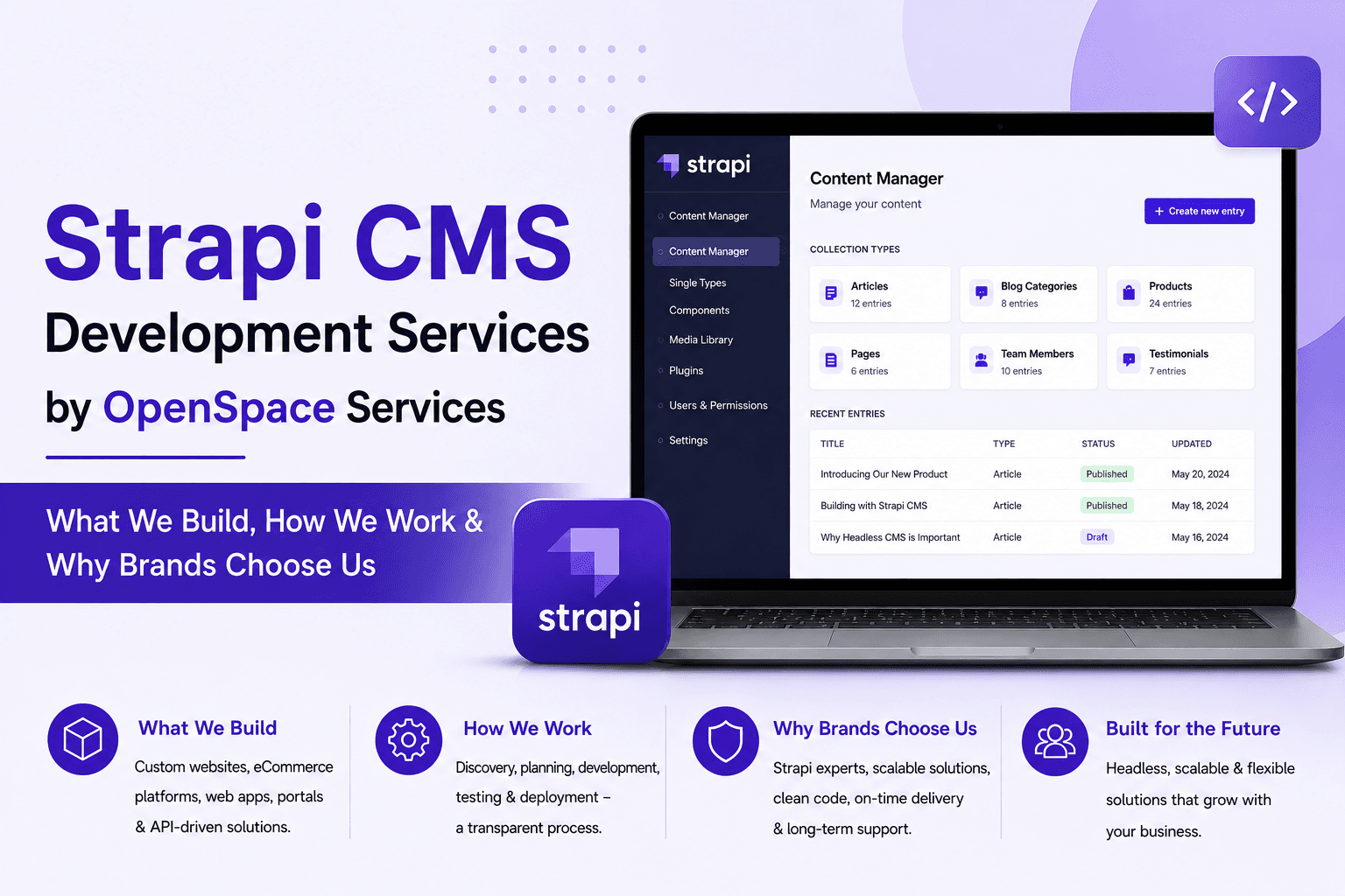 Strapi CMS Development Services by OpenSpace Services: What We Build, How We Work & Why Brands Choose Us